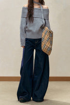 Off-the-shoulder Fitted Cable Knit Blouse image 2