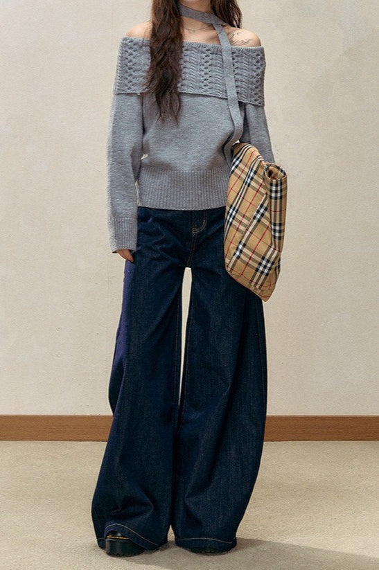 Off-the-shoulder Fitted Cable Knit Blouse image 2