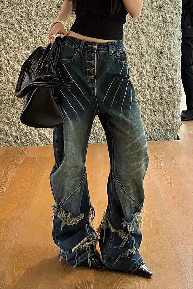 Y2K Distressed Claw Marks Jeans image 3