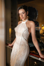 Vintage Lace Off Shoulder Mermaid Train Reception Dress image 8