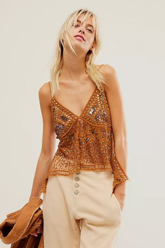 Sexy Sheer Trendy Rhinestone Cami Top image 2