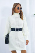 Cable Knit Turtleneck Sweater Dress image 1