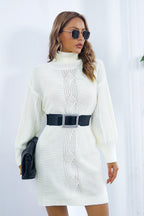 Cable Knit Turtleneck Sweater Dress image 1