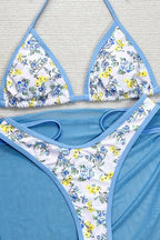 Backless Tie Floral Three Piece Swim Set image 3