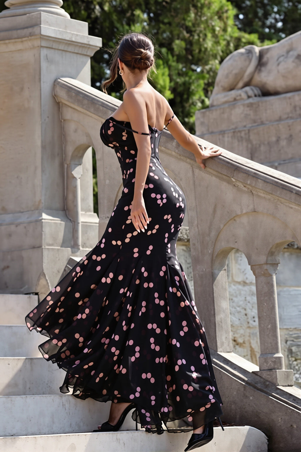 Floral Print Spaghetti Strap Split Mermaid Maxi Dress image 4