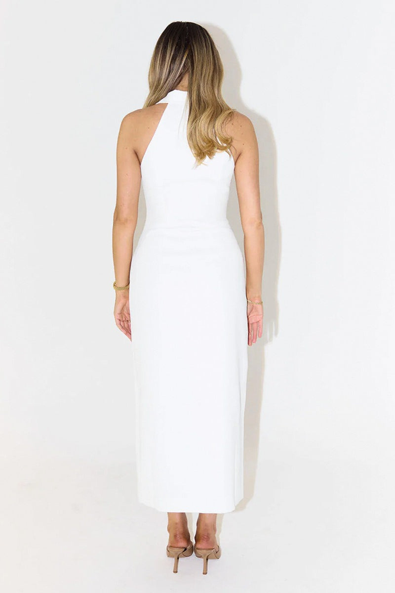 Simple Slit Lapel Sleeveless Midi Dress image 9
