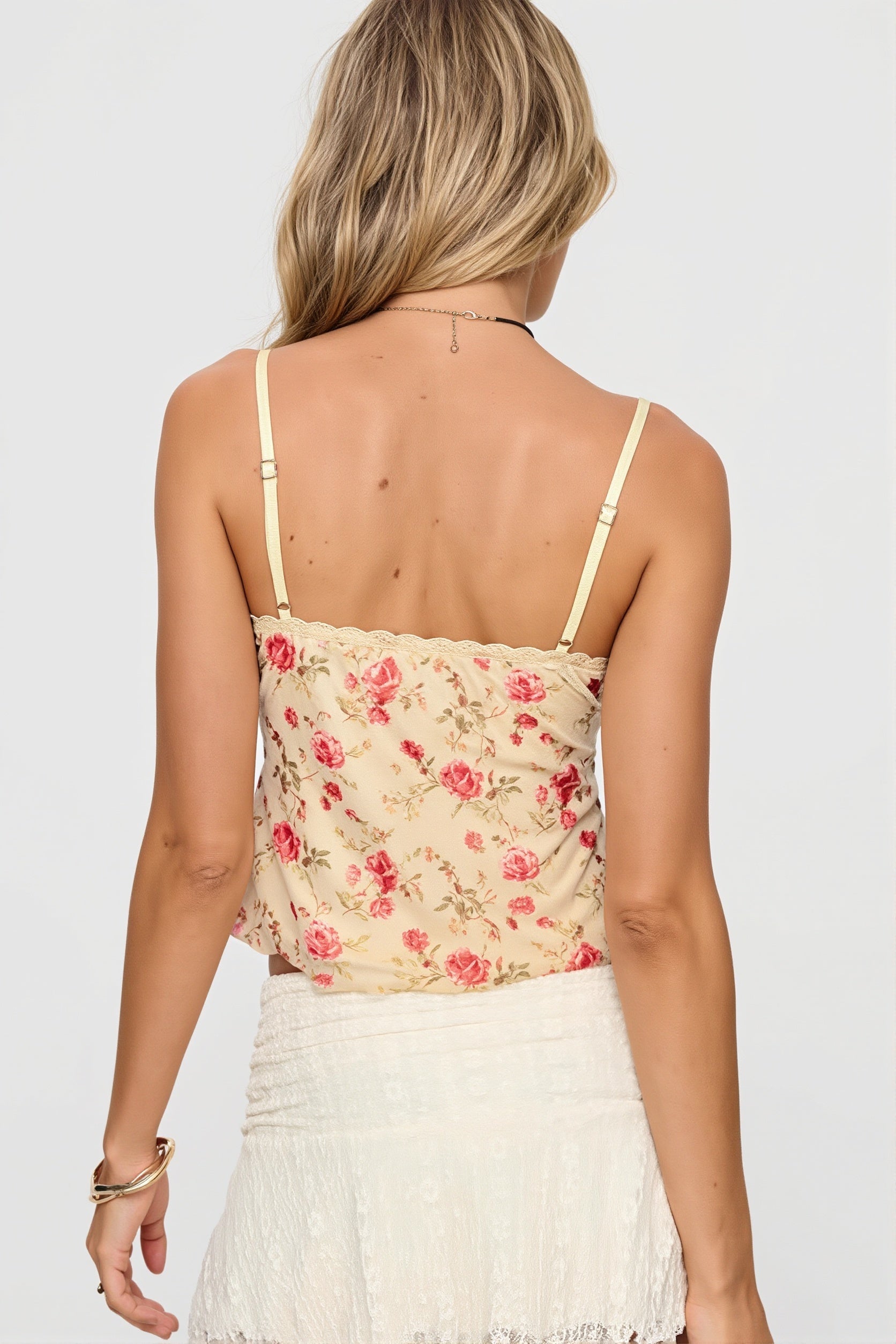 Chic Vintage Floral Lace Ruffle Halter Cami Top image 3