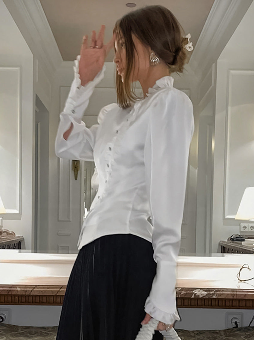 Ruffled Victorian Style Fitted Blouse image 8