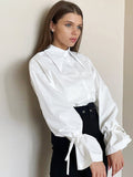 Bow Tie Long Sleeve White Blouse image 1