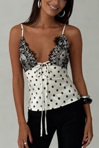 Satin Polka Dot Lace Cami Top image 1
