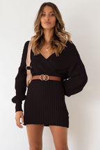 Cable Knit V-Neck Sweater Mini Dress image 9