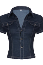 Street Hot Denim Cropped Blouse image 4