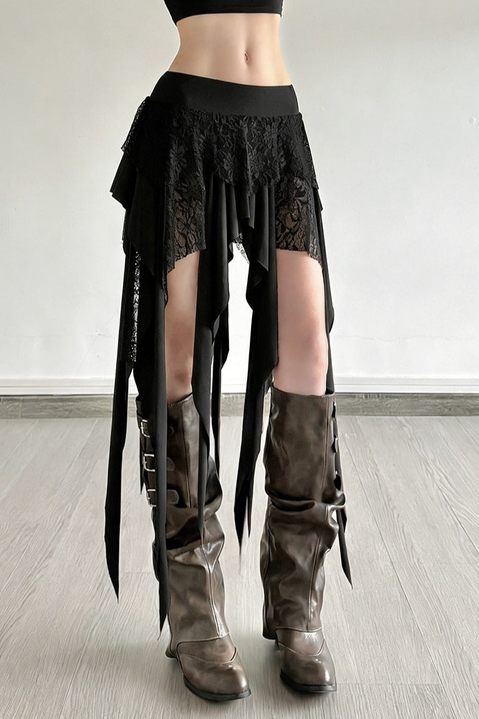 Chic Color Block Drape Tie Asymmetric Skirt image 4