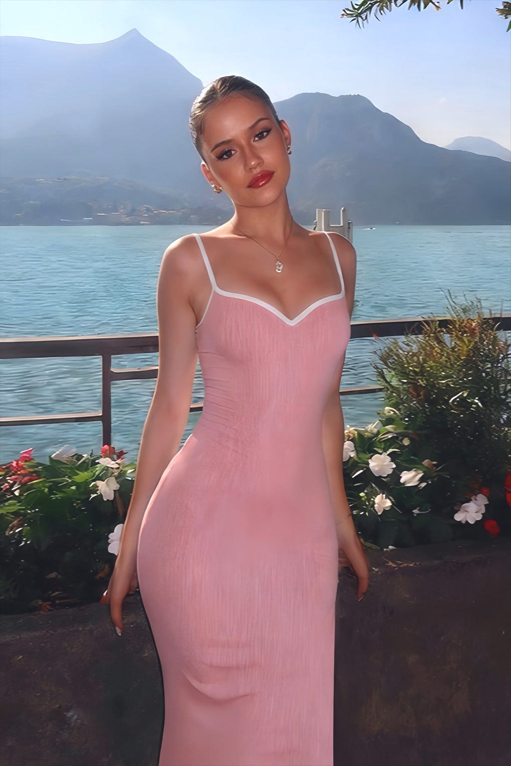 Color Block Strappy Bodycon Maxi Dress image 5