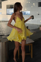 Solid Loose Flowy High Waist V Neck Cami Mini Dress image 2