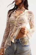 Lace Sheer Slim-Fit Blouse image 1