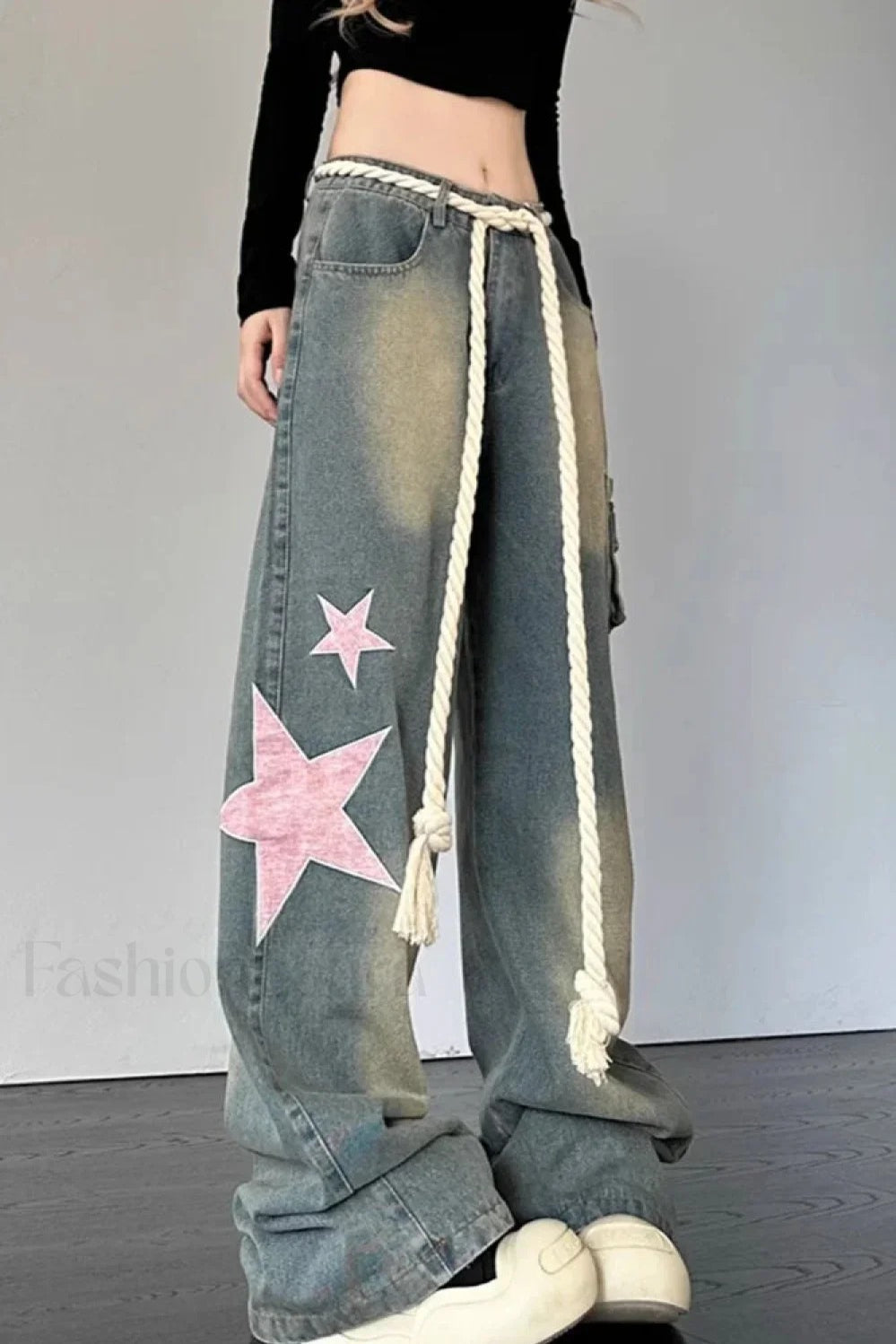 Wide Leg Patchwork Heart Jeans image 7