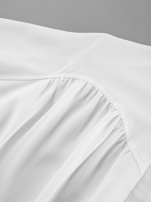 Puff Sleeve Stand Collar White Blouse image 12