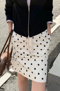Vintage Satin Polka Dot Drawstring Midi Skirt image 1