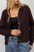 Solid V Neck Button Down Cardigan image 1