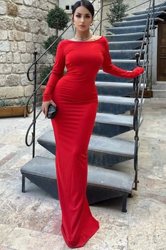 Long Sleeve Backless Bodycon Formal Dress image 3