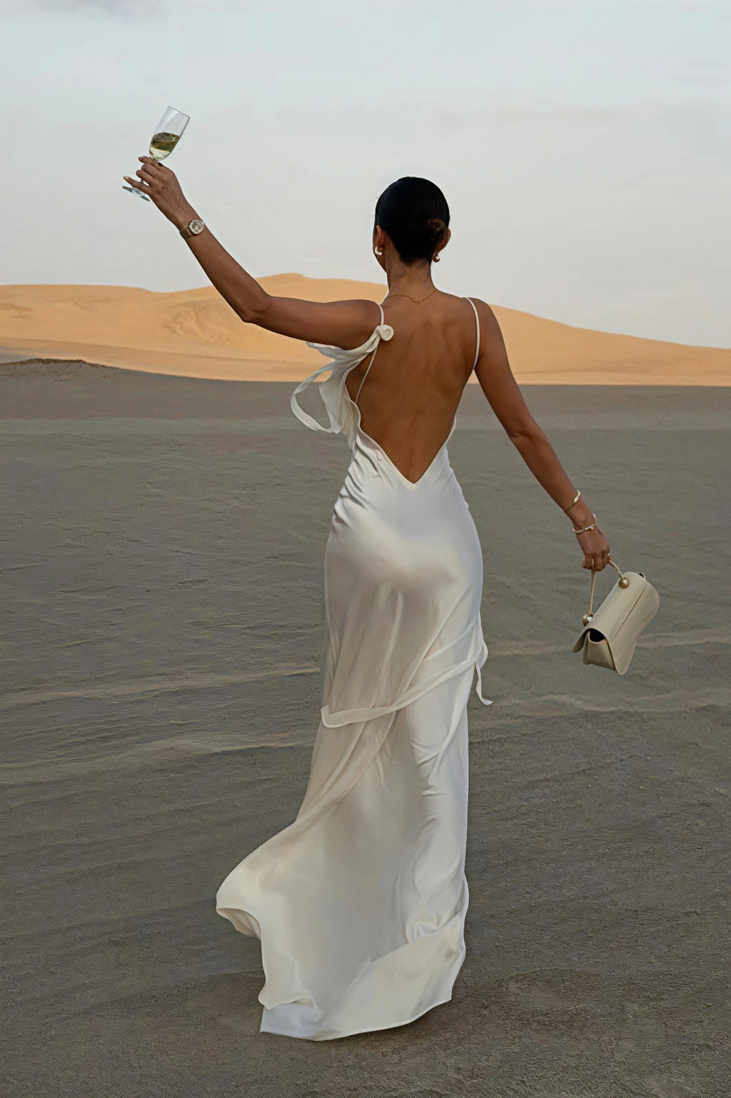 Solid Satin Floral Backless Elegant Maxi Dress image 8