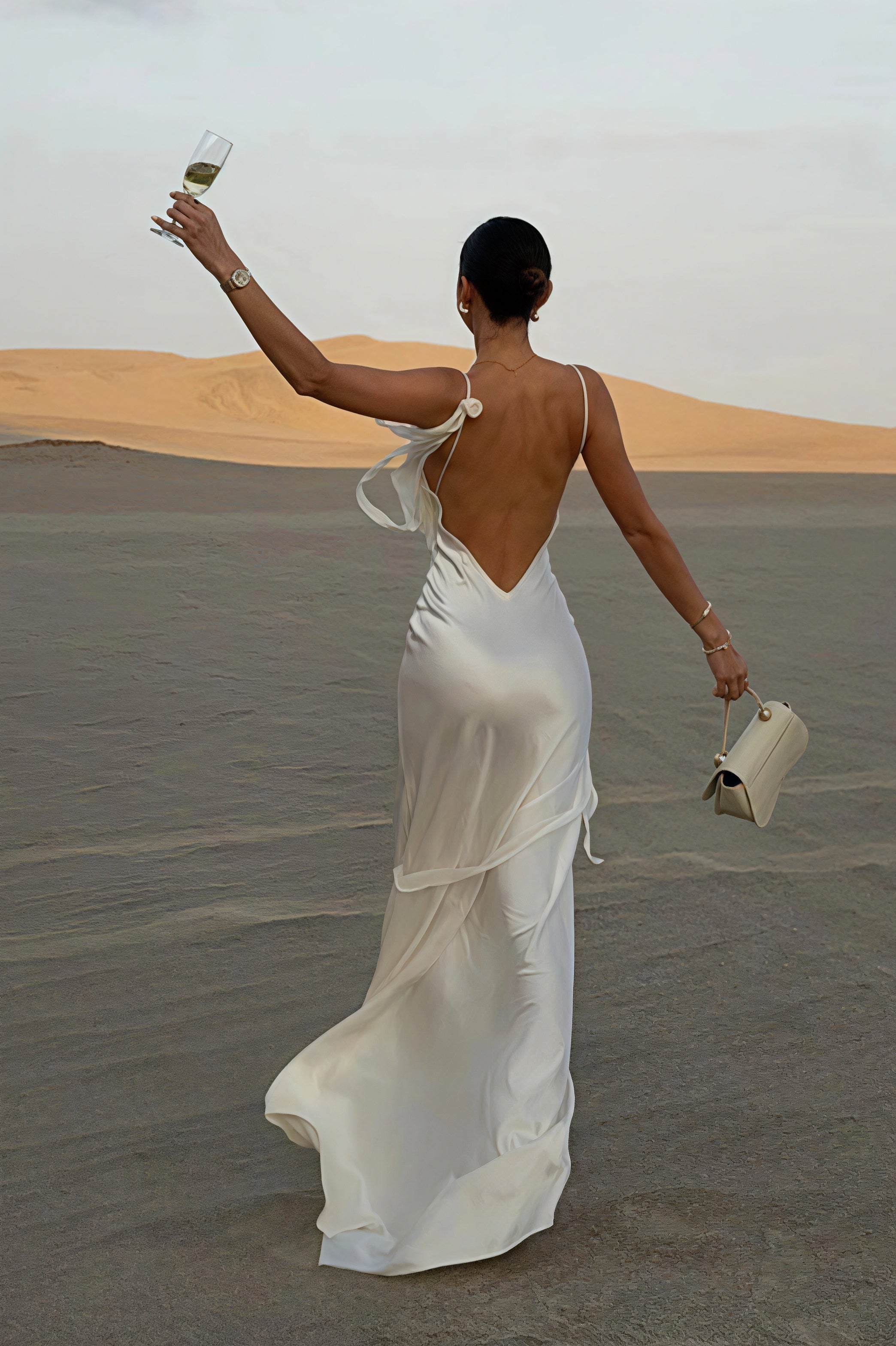 Solid Satin Floral Backless Elegant Maxi Dress image 8