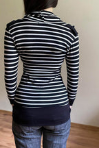 Fitted Striped Off Shoulder Long Sleeve Blouse image 4