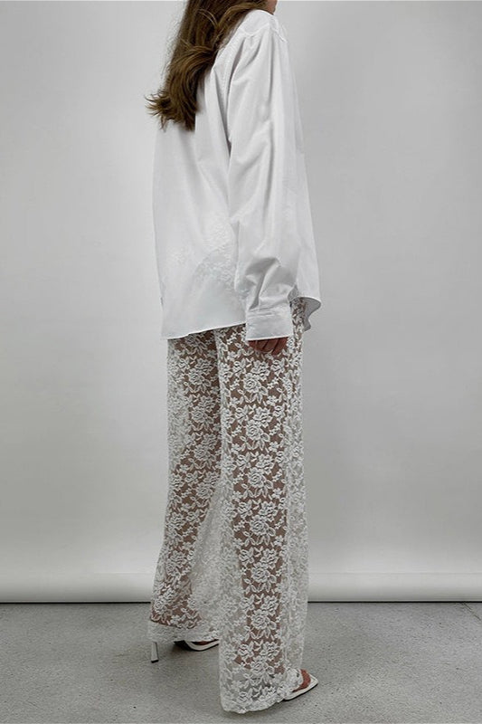 Lace Cutout Paneled High-Rise Straight Pants image 9