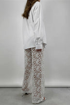 Lace Cutout Paneled High-Rise Straight Pants image 9