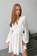 Cinched Waist V Neck Boho Dress image 1