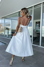 Solid Deep V Cut Out Cami Swing Slit Maxi Dress image 5