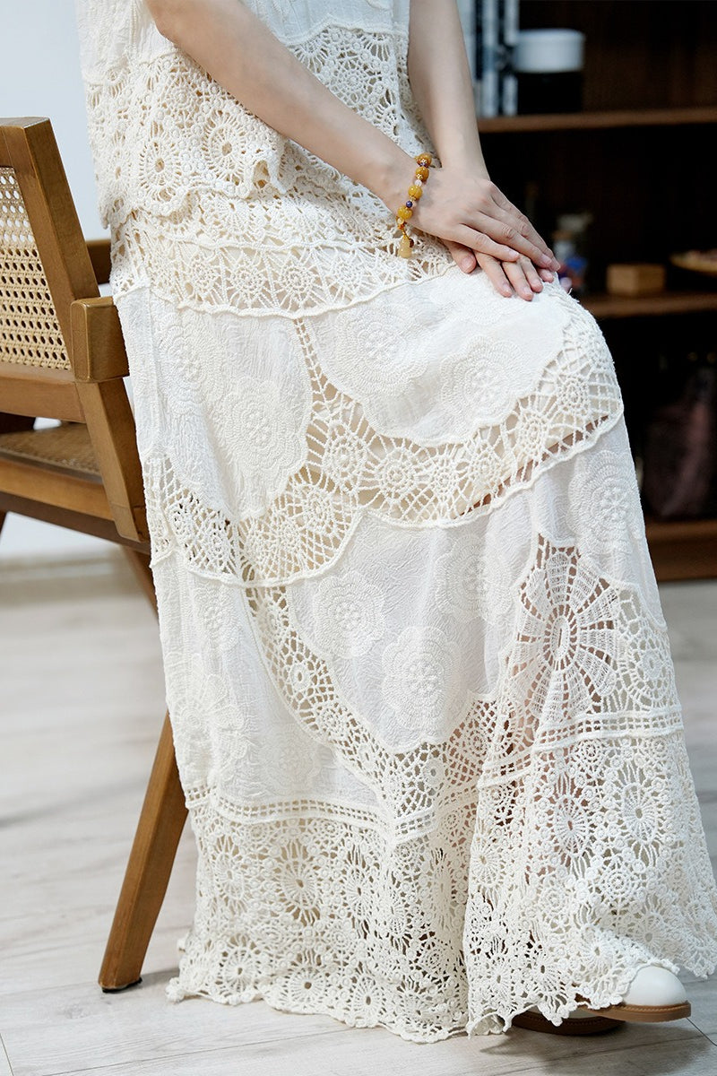 Crochet Lace A-Line Maxi Skirt image 5