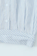 Striped Long Sleeve Shirt High Waist Tie Mini Skirt Set image 8