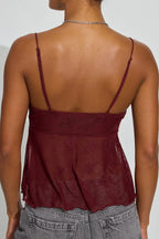 Sheer Jacquard Mesh Slit Cami Top image 12