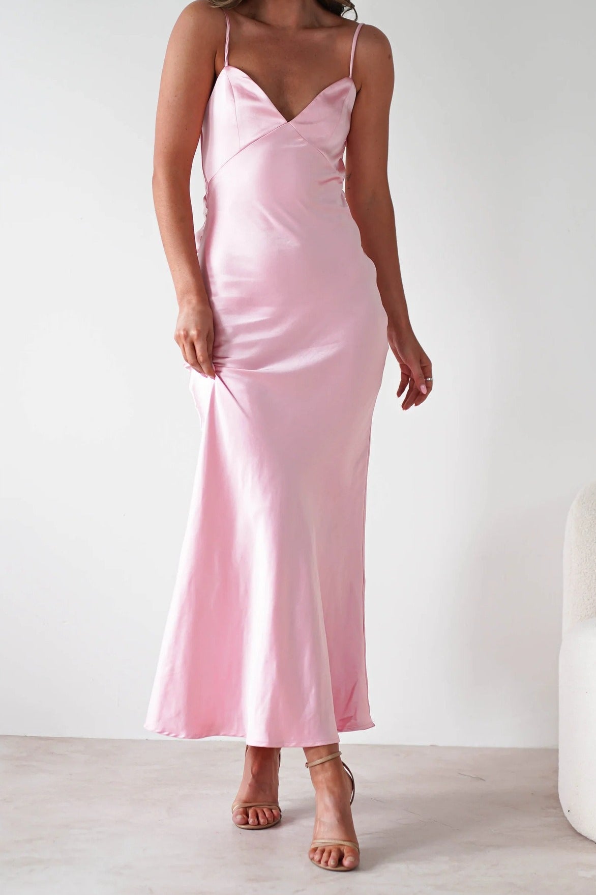 Satin Backless Tie Party Dress image 17