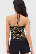 Leopard V Neck Slim Vacation Halter Top image 4