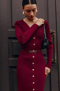 Long Sleeve Button Sweater Dress image 3