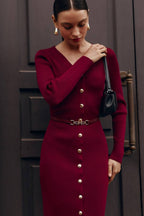 Long Sleeve Button Sweater Dress image 3