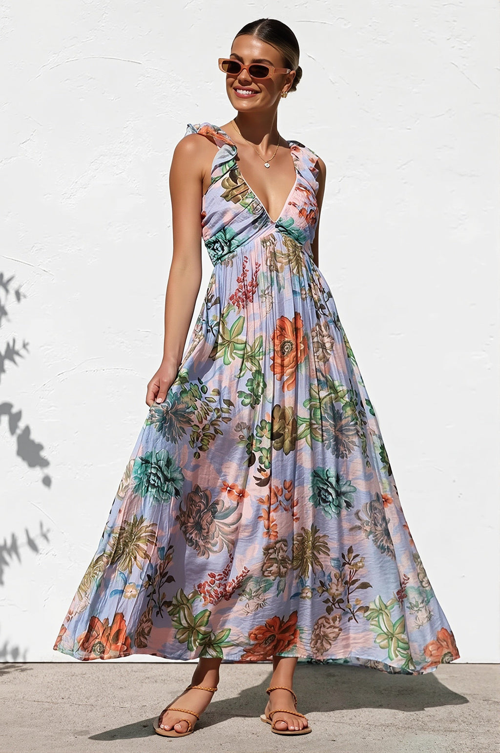 V Neck Swing Print Cami Maxi Dress image 4