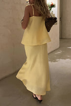 Elegant Casual Solid Cami Skirt Set image 6