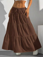 Capri Tiered Maxi Skirt detail view styled for Avrienne