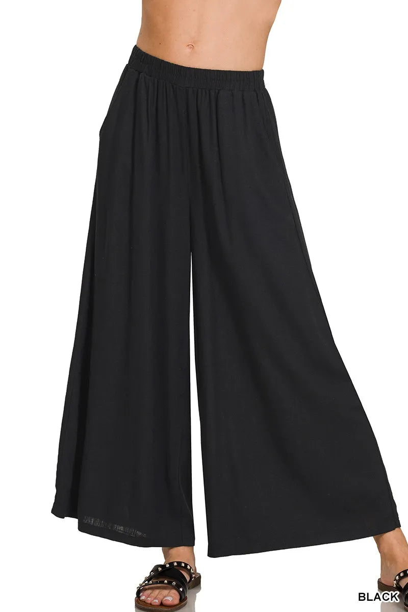 Faye Linen Trousers detail view styled for Avrienne