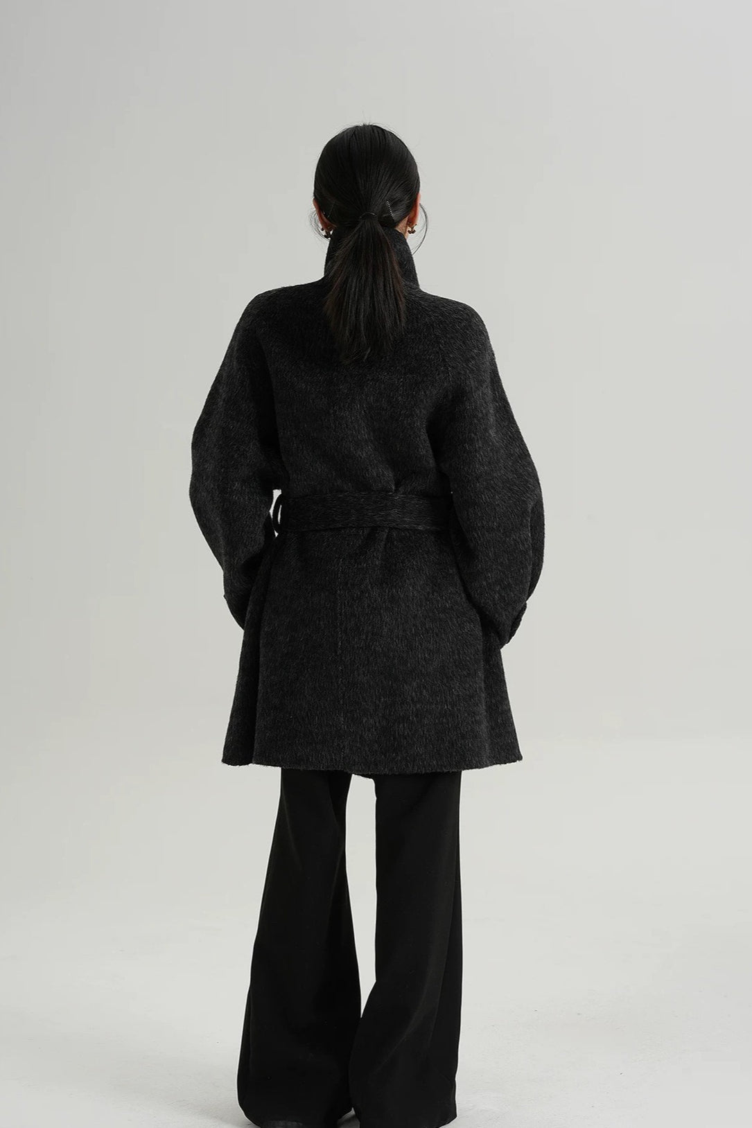 Chic Solid Wool Warm Loose Mock-neck Coat image 15