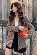 Checkered Office Long Sleeve Blazer image 1