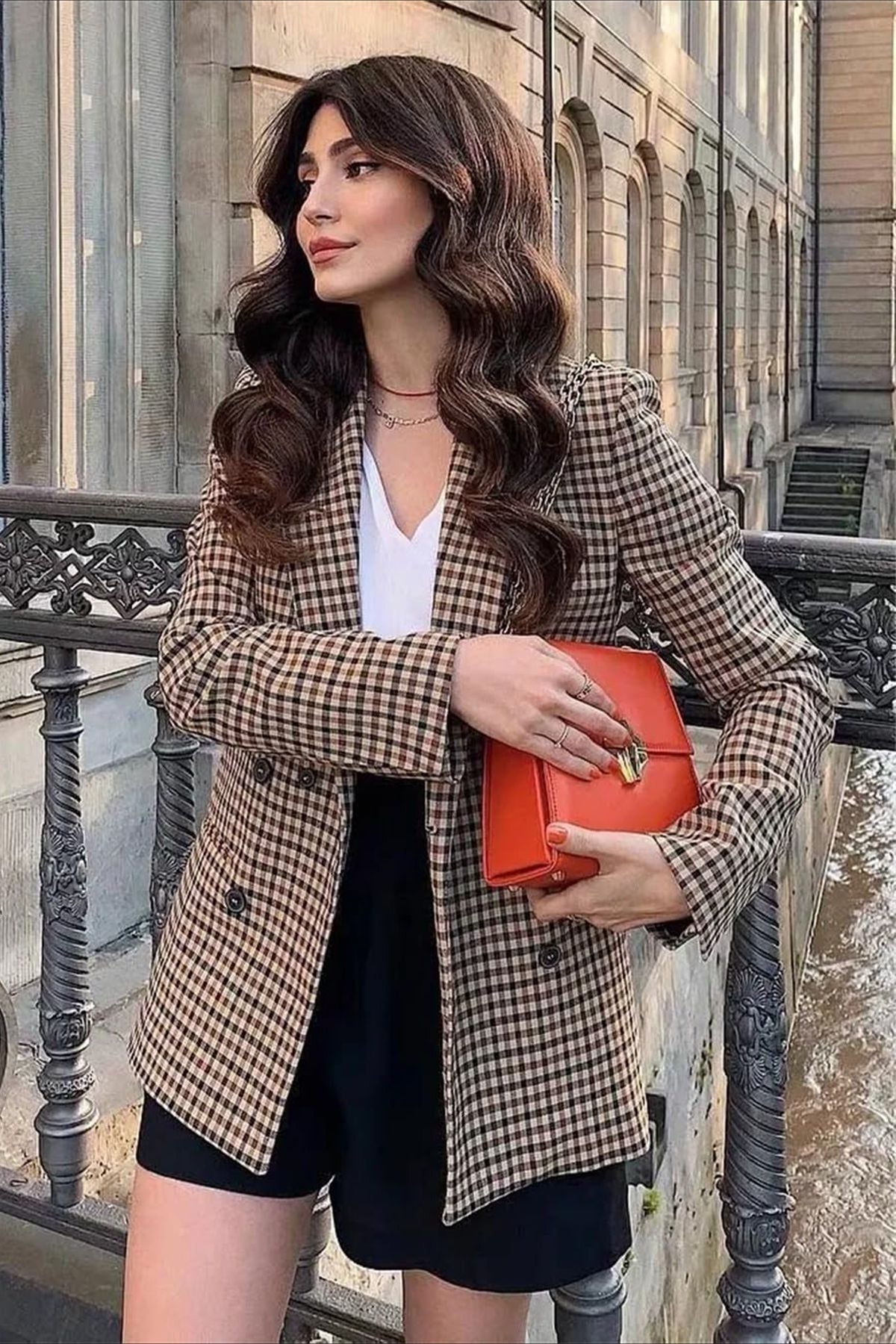 Checkered Office Long Sleeve Blazer image 1