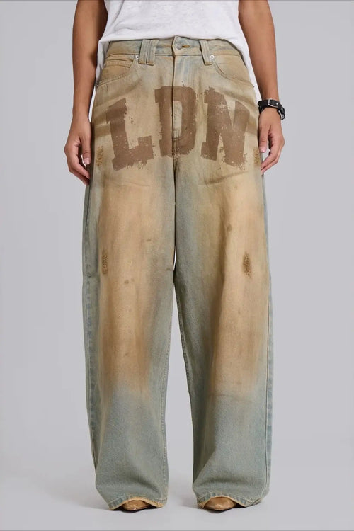 Chic Y2K Streetwear Washed Letter Print Jeans image 1