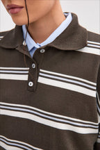 Relaxed Collared Striped Long Sleeve Blouse image 6