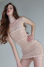 Ruffle Ruched Waist Bodycon Mini Dress image 3