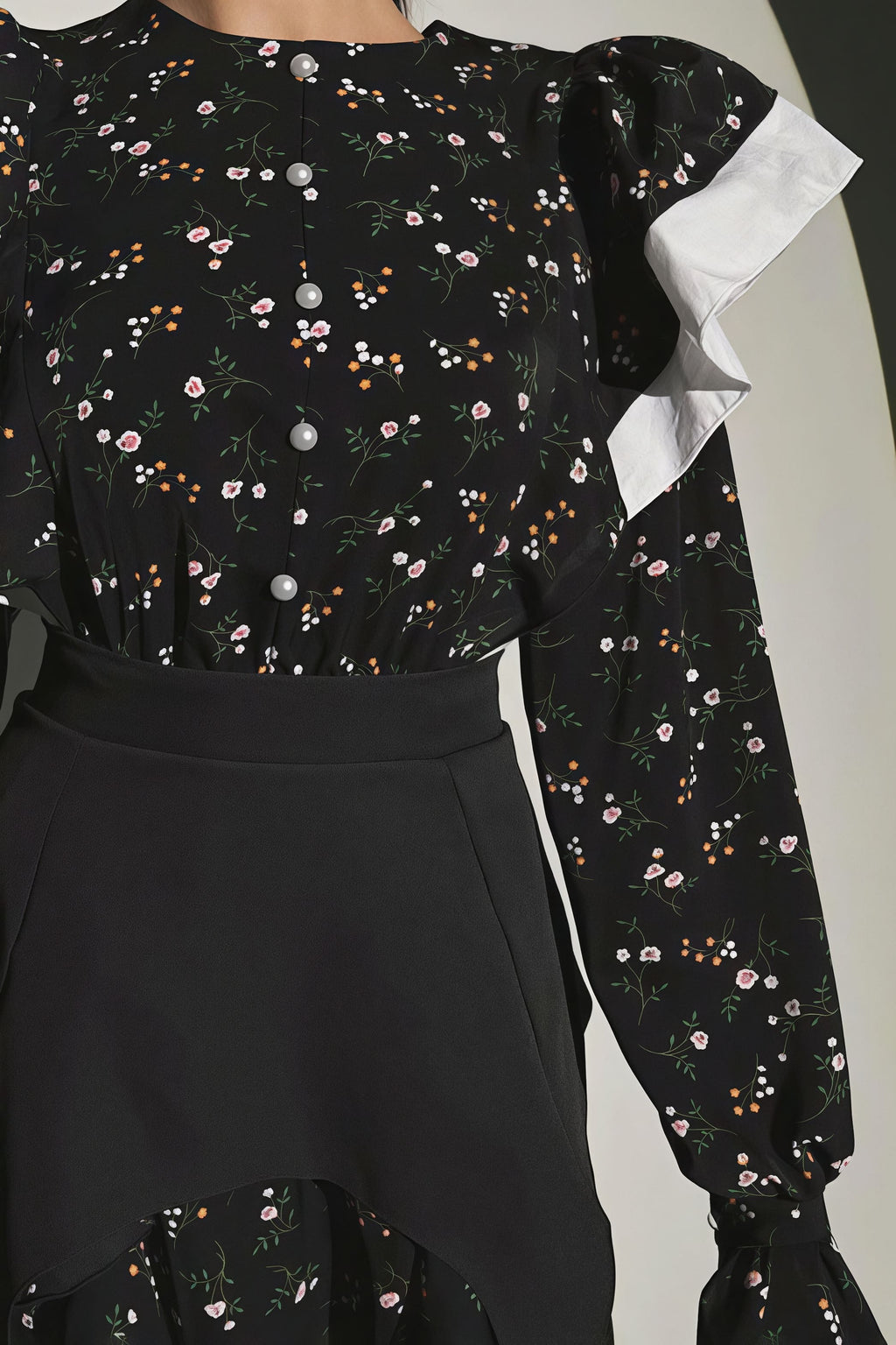 Detachable Waistband Long Sleeve Floral Skirt Set image 4
